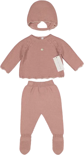 004-10210-SWEATER SET & BONNET-ROSE CARAMELO