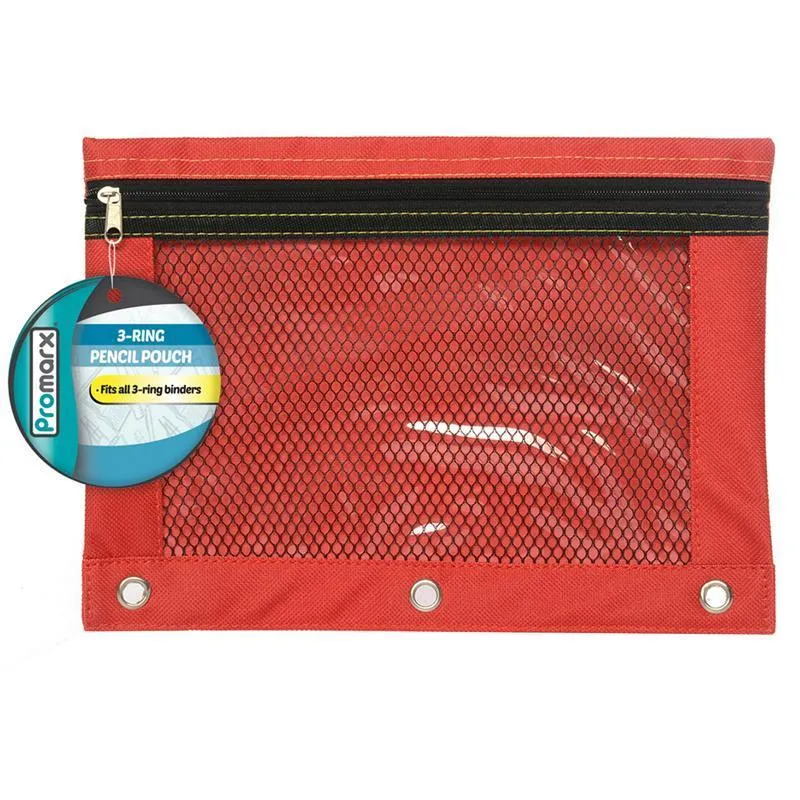 (12 Ea) 3 Ring Pencil Pouch W Mesh