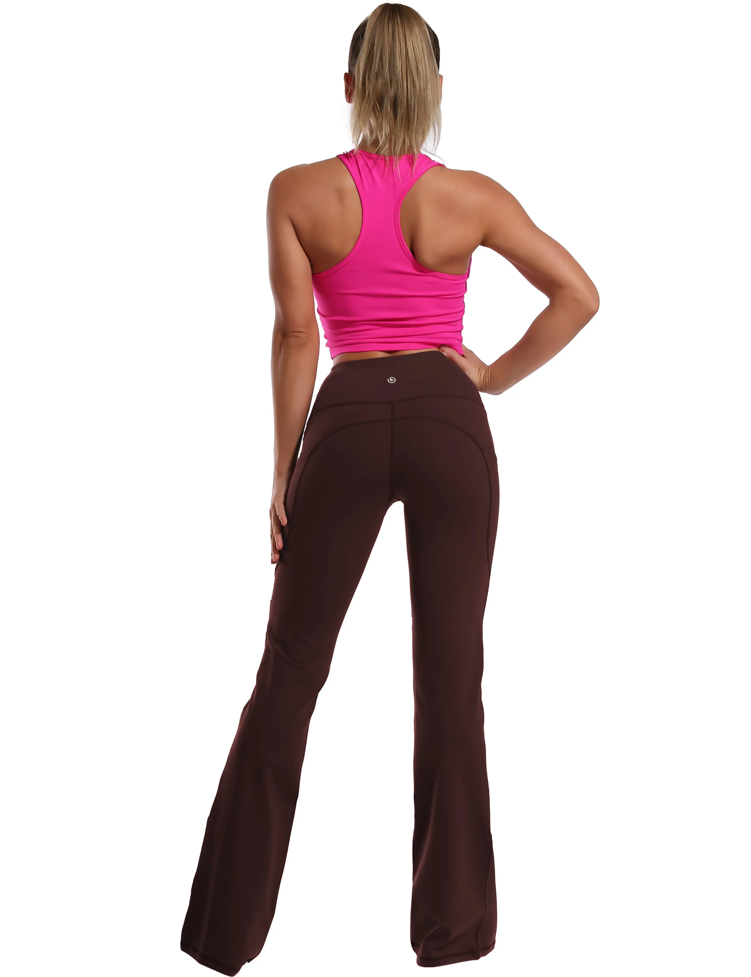 29" 31" 33" 35" 37"  Side Pockets Bootcut Leggings mahoganymaroon