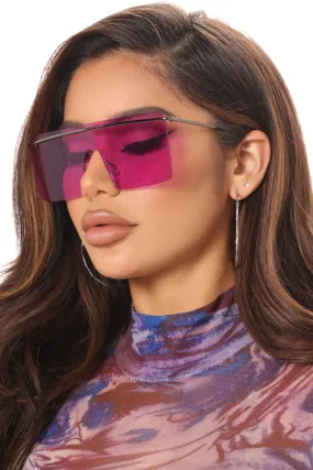 90's Vibe Shield Sunglasses - Purple