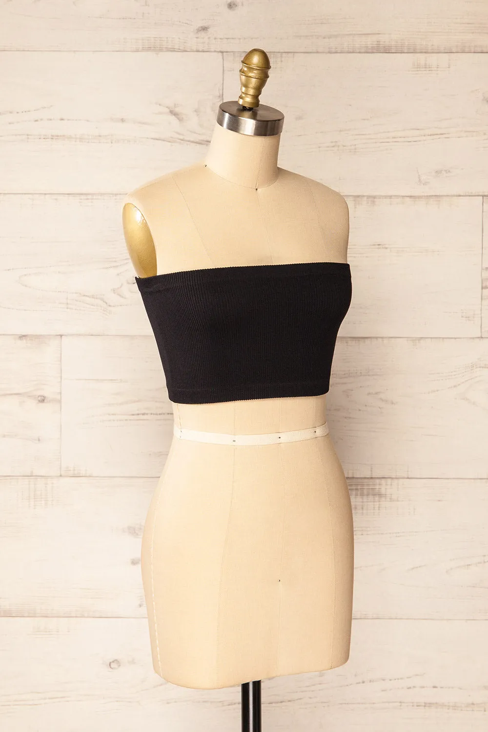 Arcachon Black | Ribbed Bandeau Top