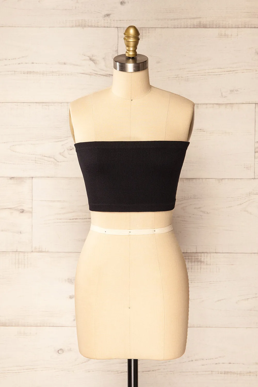 Arcachon Black | Ribbed Bandeau Top