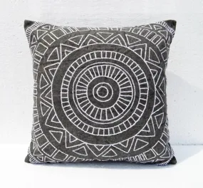 Aztec pattern pillow cover, charcoal colour, embroidery, geometrical, cotton pillow cover,16"X16"