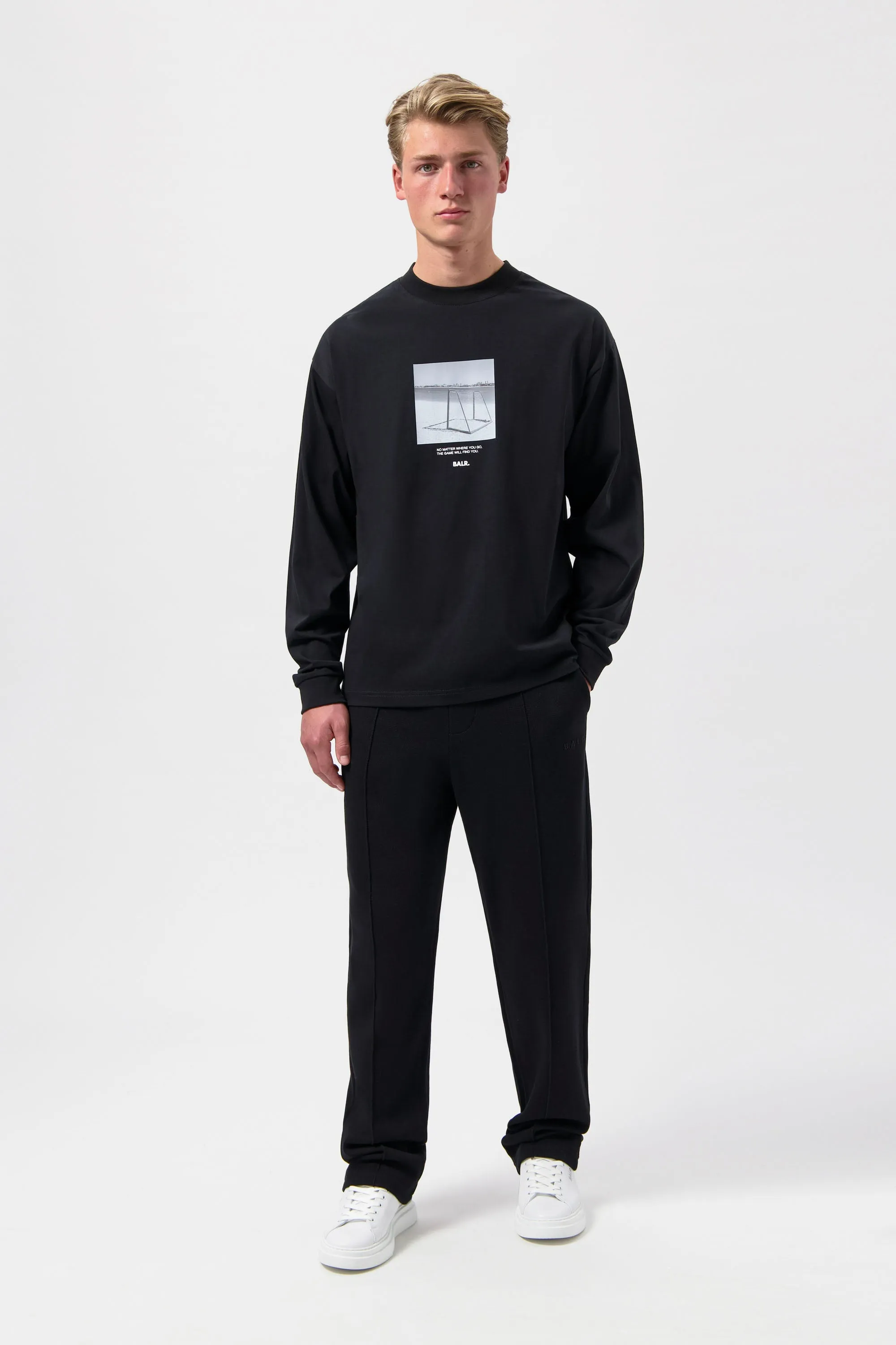 BALR. Goal Box Fit Long Sleeve T-Shirt Jet Black