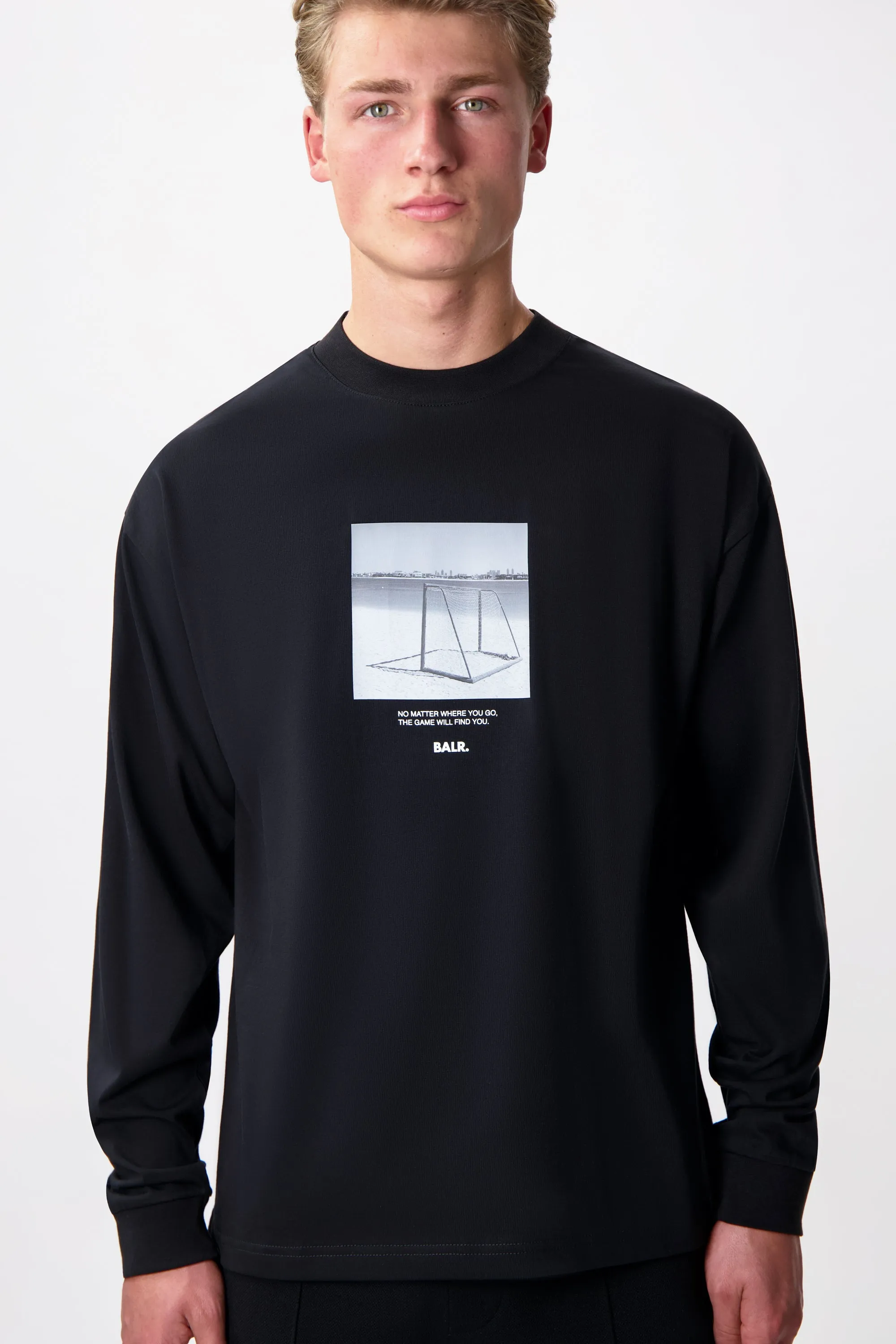 BALR. Goal Box Fit Long Sleeve T-Shirt Jet Black