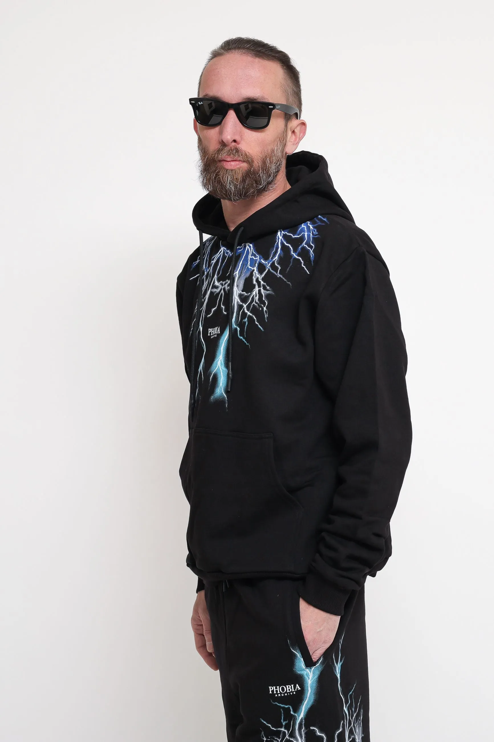 Black Hoodie Whit Blue Grey Lightblue Lightning