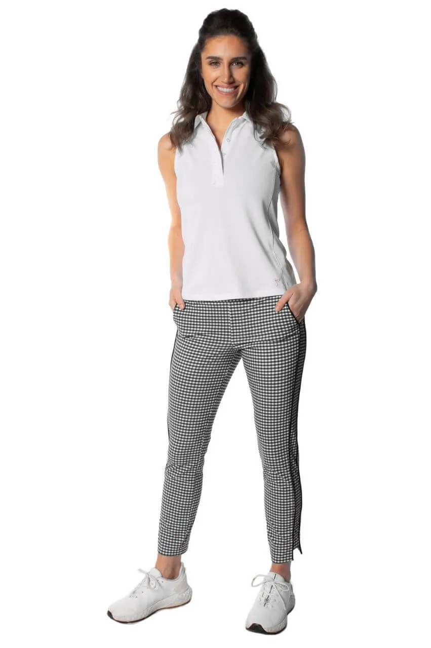 Black/White Checkered Stretch Ankle Pant