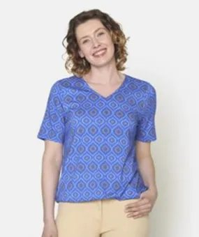 Brandtex blue & Gold pattern top