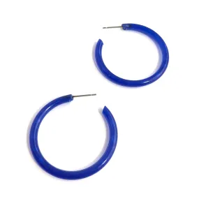 Cobalt Blue Vintage Plastic *AS IS* Large Skinny Tube Hoops