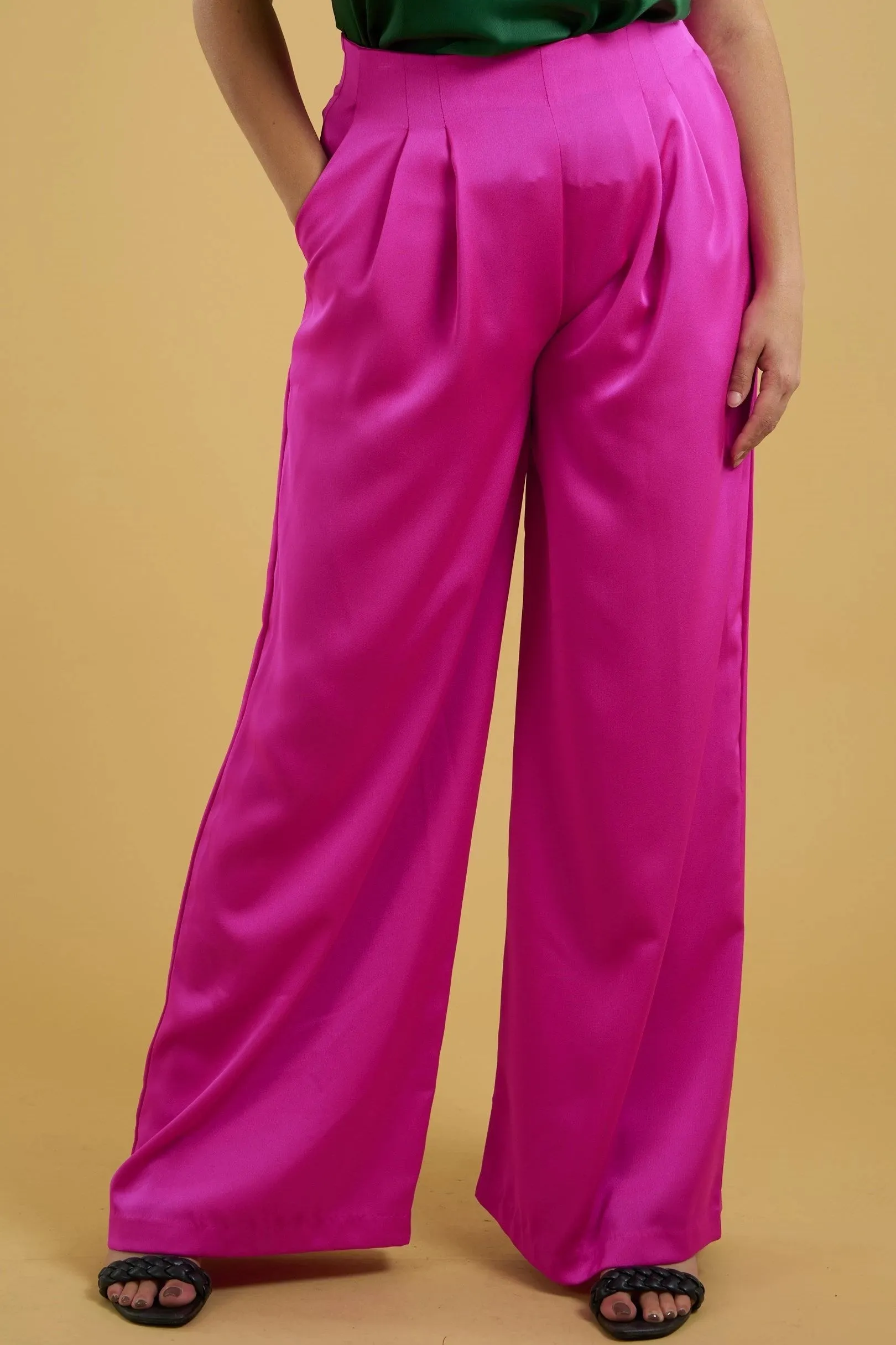 Curvy Magenta Wide Leg Pants