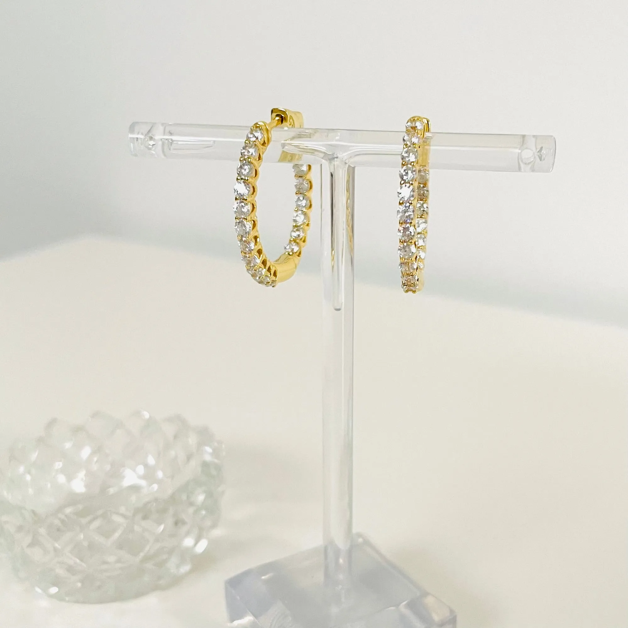 CZ Inside Out Hoops, Gold Vermeil