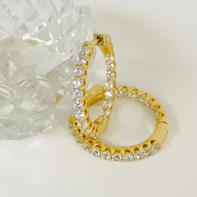 CZ Inside Out Hoops, Gold Vermeil