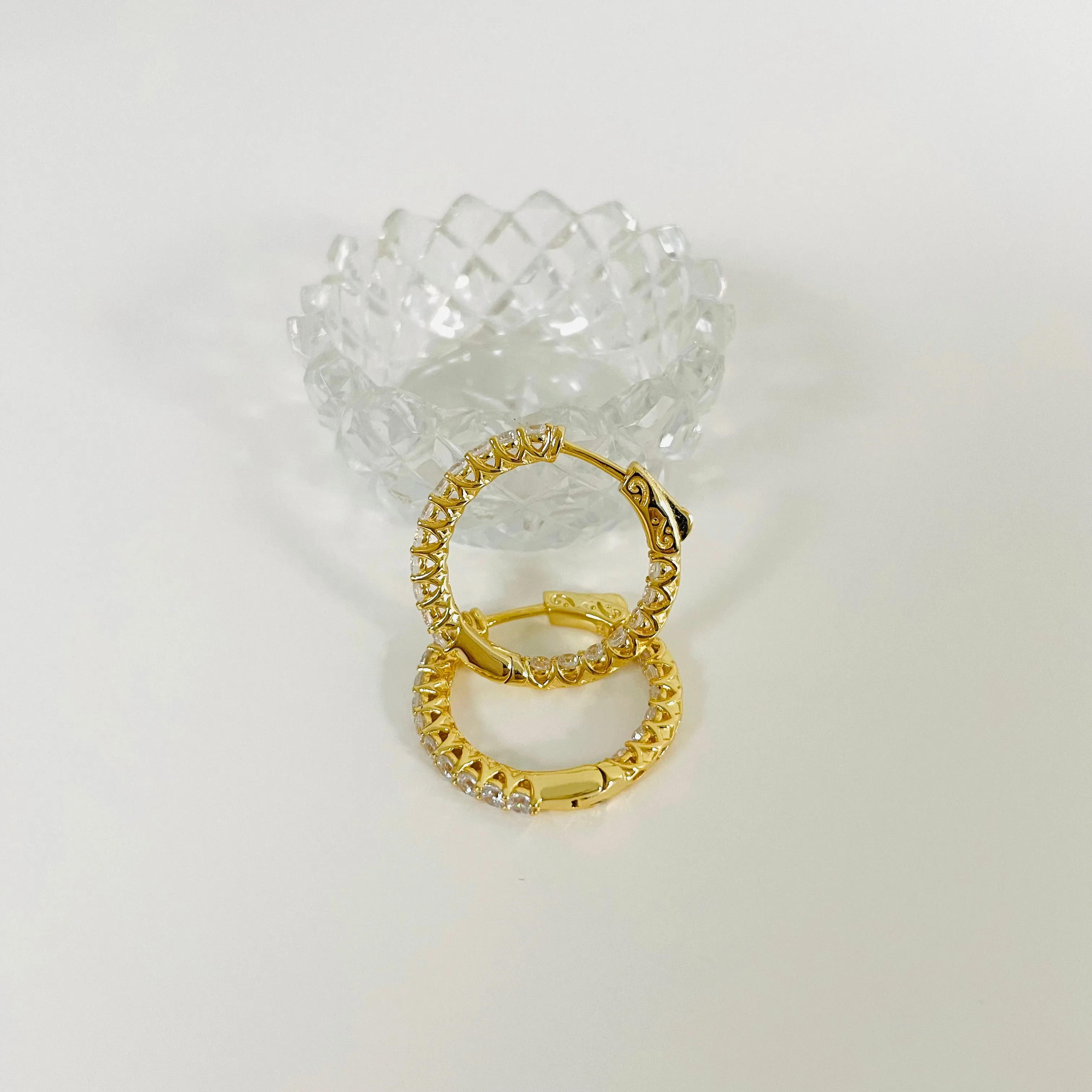 CZ Inside Out Hoops, Gold Vermeil