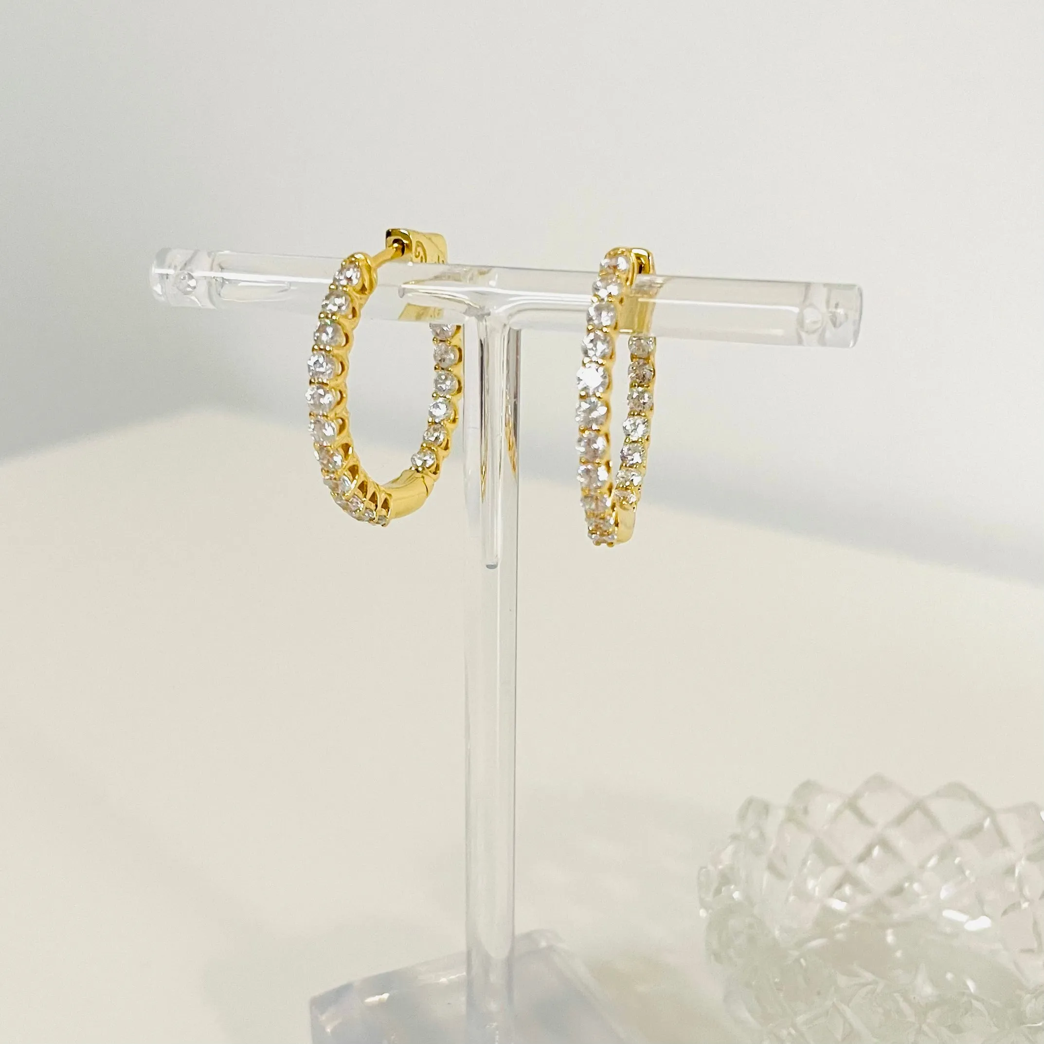 CZ Inside Out Hoops, Gold Vermeil