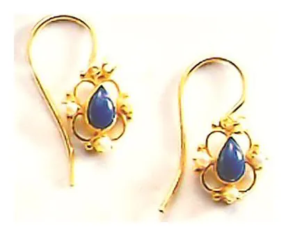 Daphne Dearheart Lapis and Pearl Screw Back Earrings