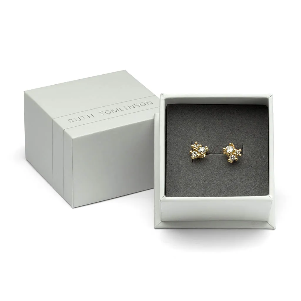 Diamond and Sapphire Cluster Studs