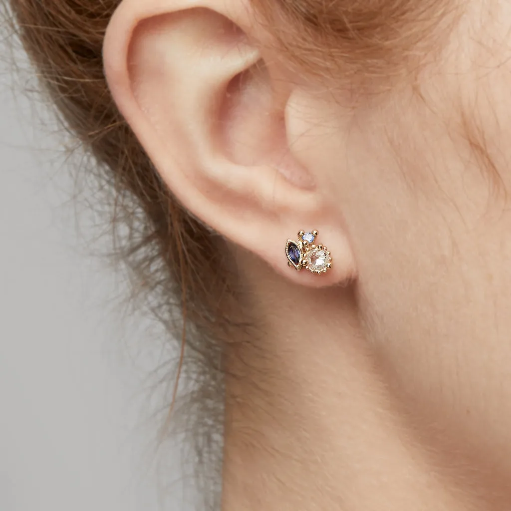 Diamond and Sapphire Cluster Studs