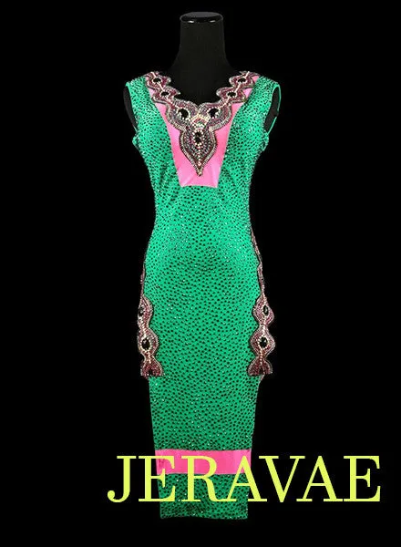 Emerald Green and Pink Latin Rhythm Dress LAT037 sz Small/Medium