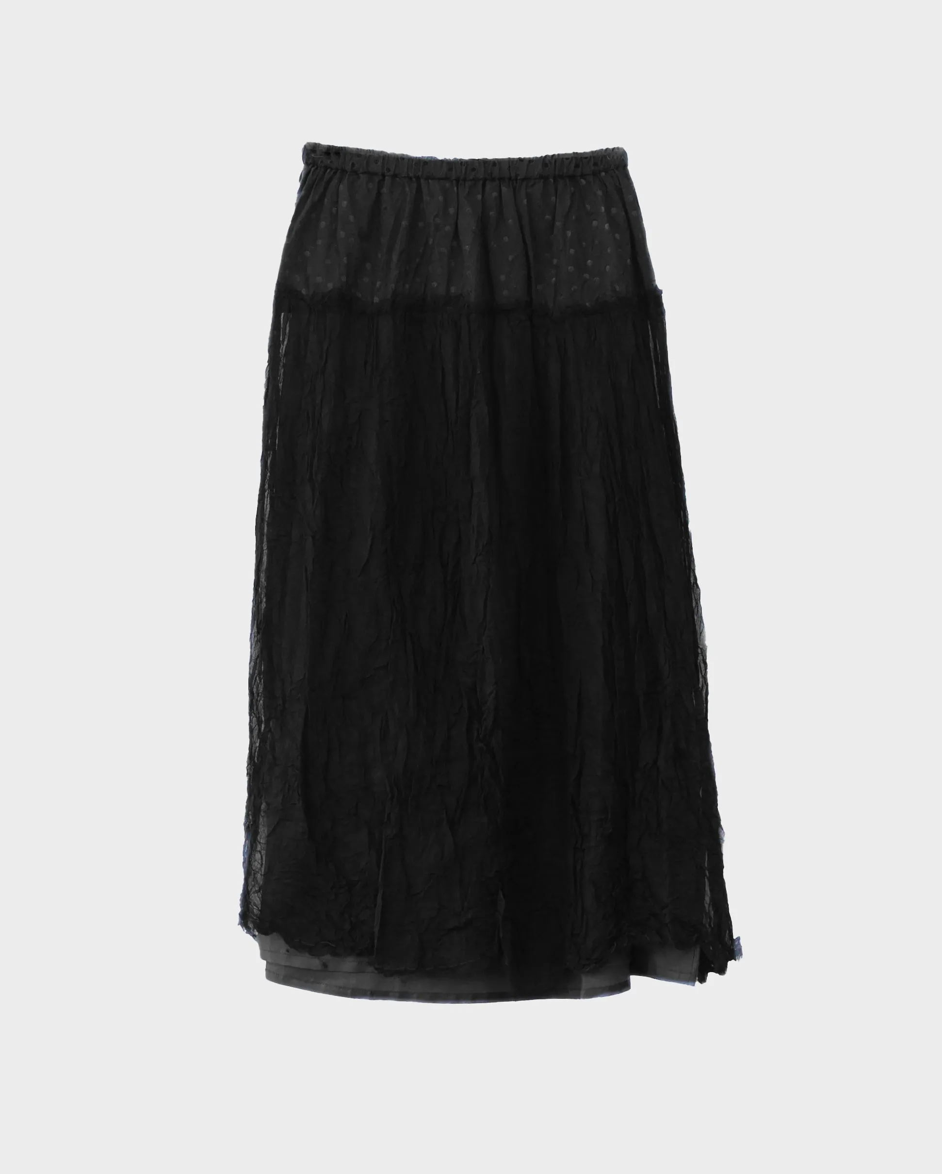 FLOCK PRINT SKIRT / BLACK