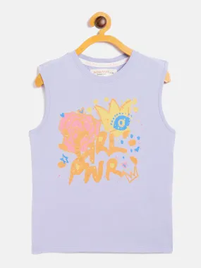 Girls Lavender Grl Pwr Print Sleeveless T-Shirt