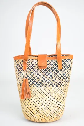 Hand Woven Picnic Blue Rattan Basket