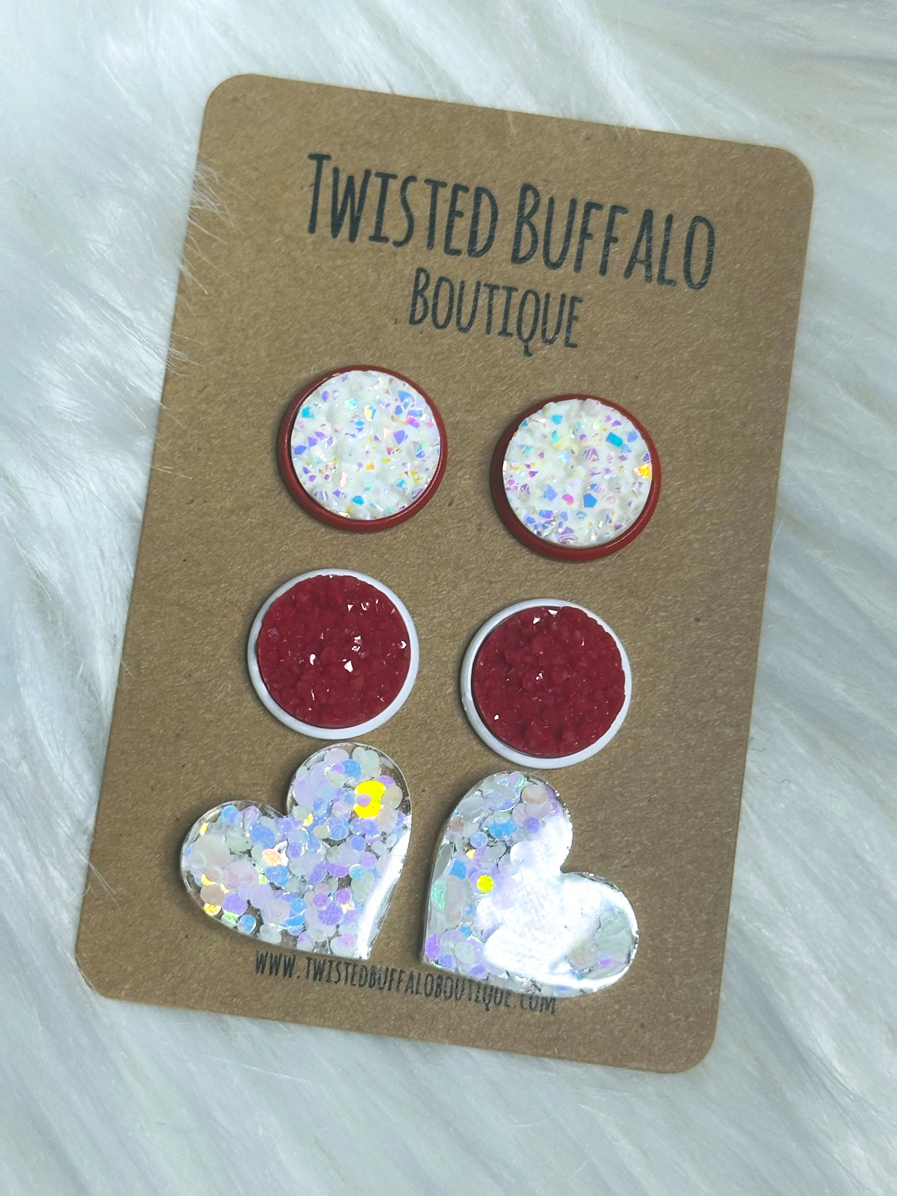 Heartbreak Hotel Collection Druzy 12mm Earrings Set