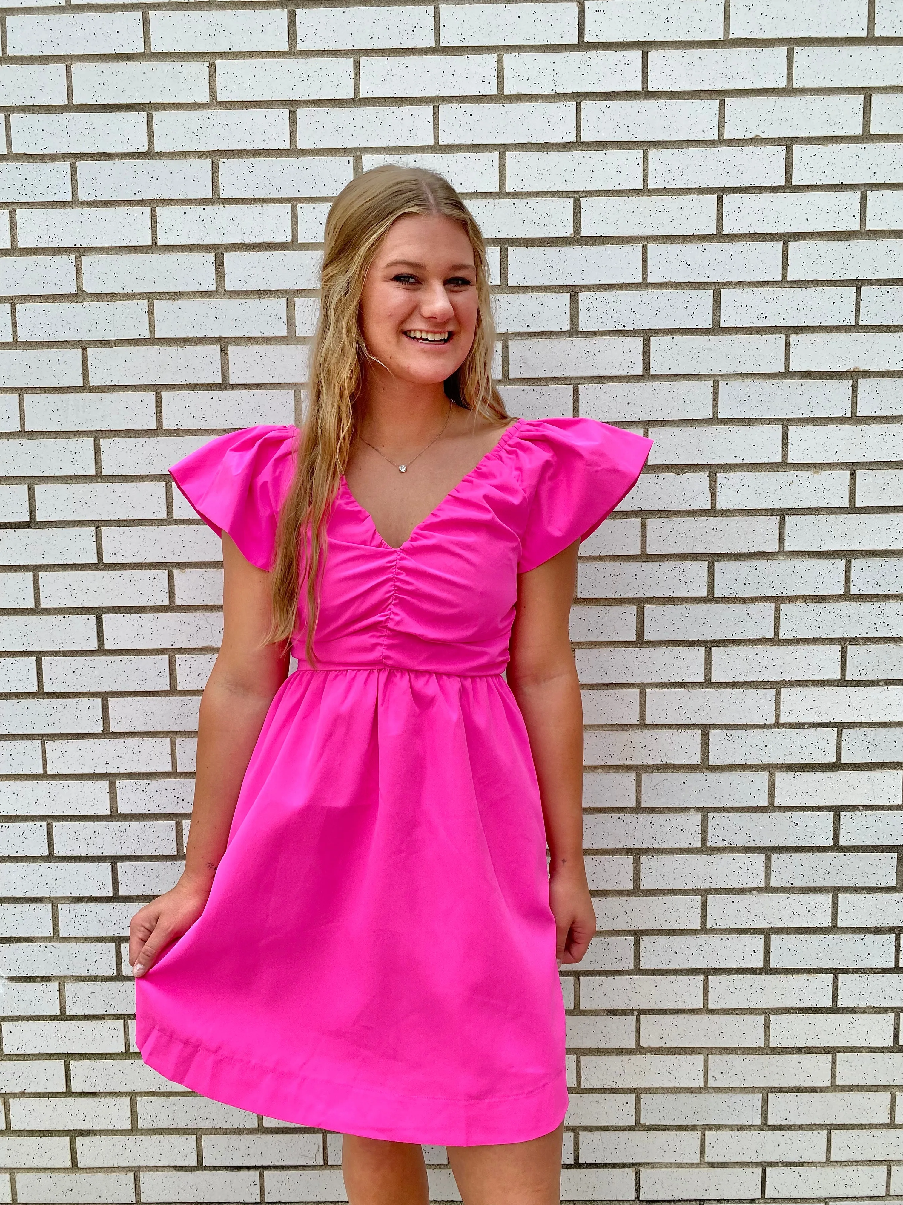 HOT PINK POPLIN DRESS