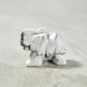 Howlite Elephant 1.5 Natural Gemstone Carving