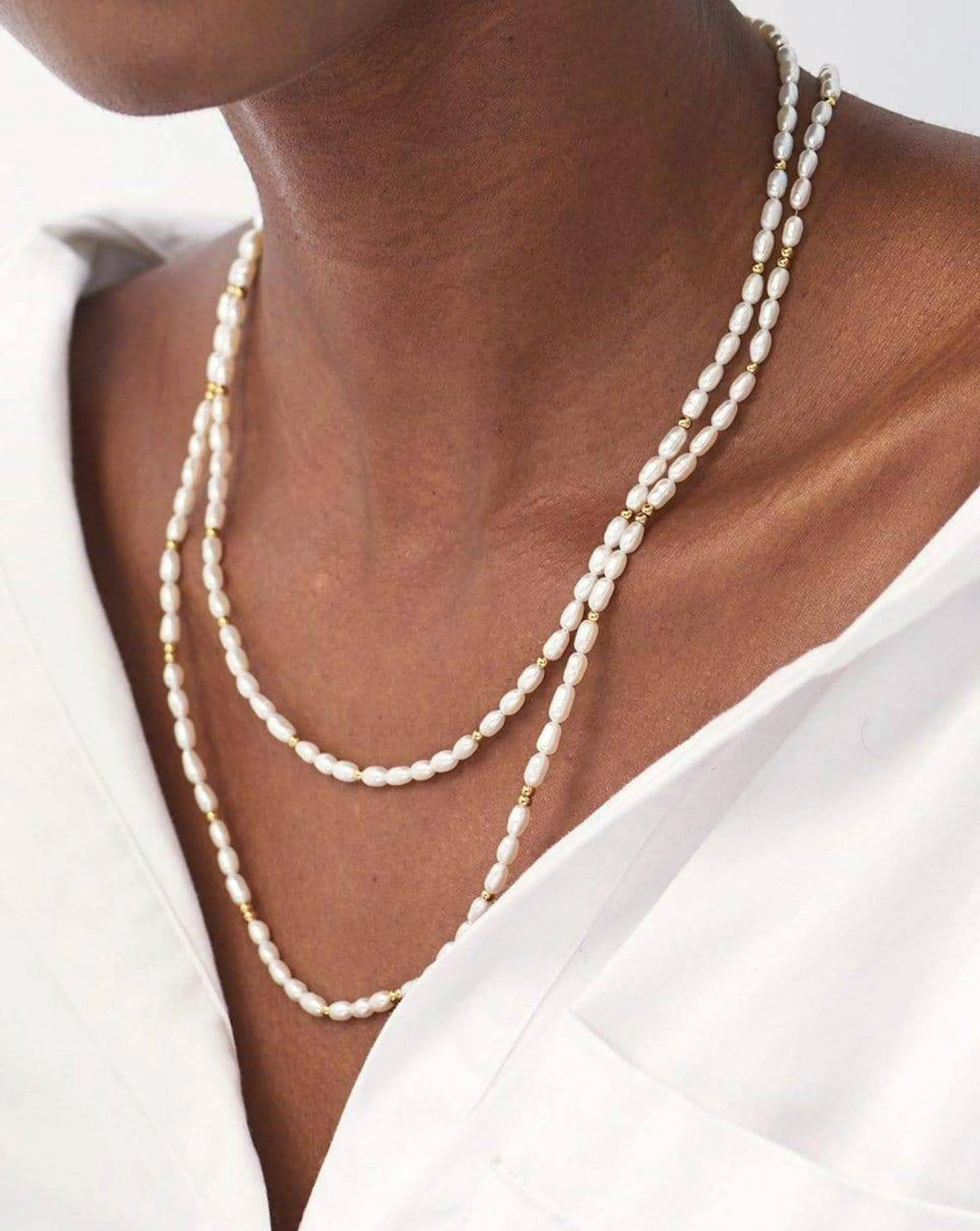 Long Seed Pearl Beaded Necklace