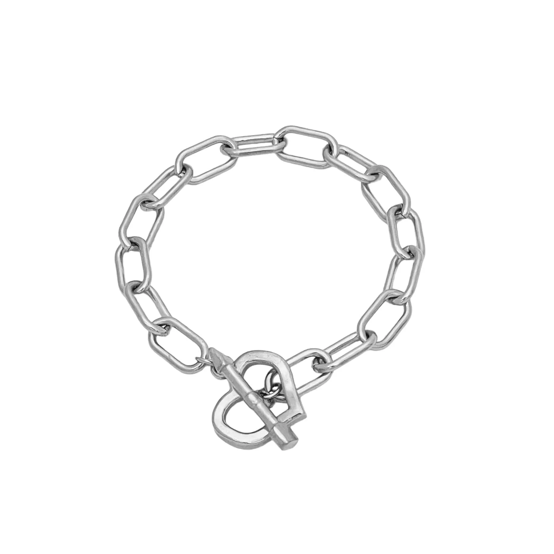 Love Toggle Oval Link Bracelet Silver