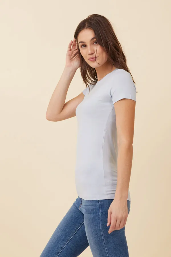 Majestic Soft Touch Short Sleeve Crewneck in Celeste