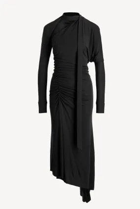 Midikleid Slash Neck in Schwarz