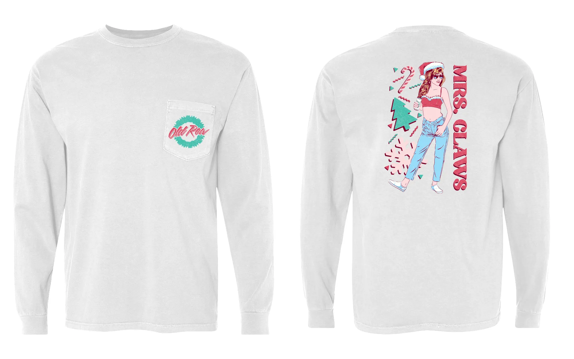 Mrs. Claws Long Sleeve Pocket Tee