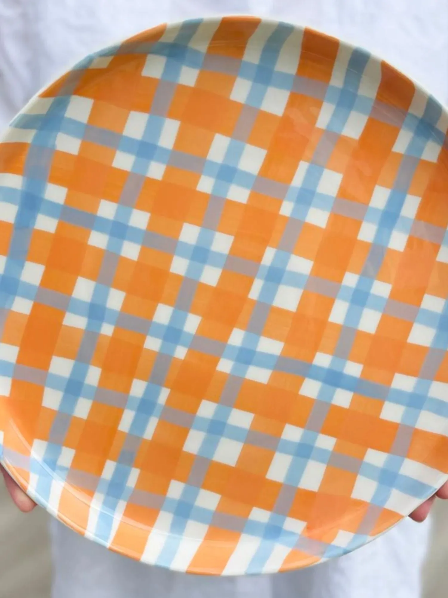 Noss & Co Platter | Orange & Blue Gingham