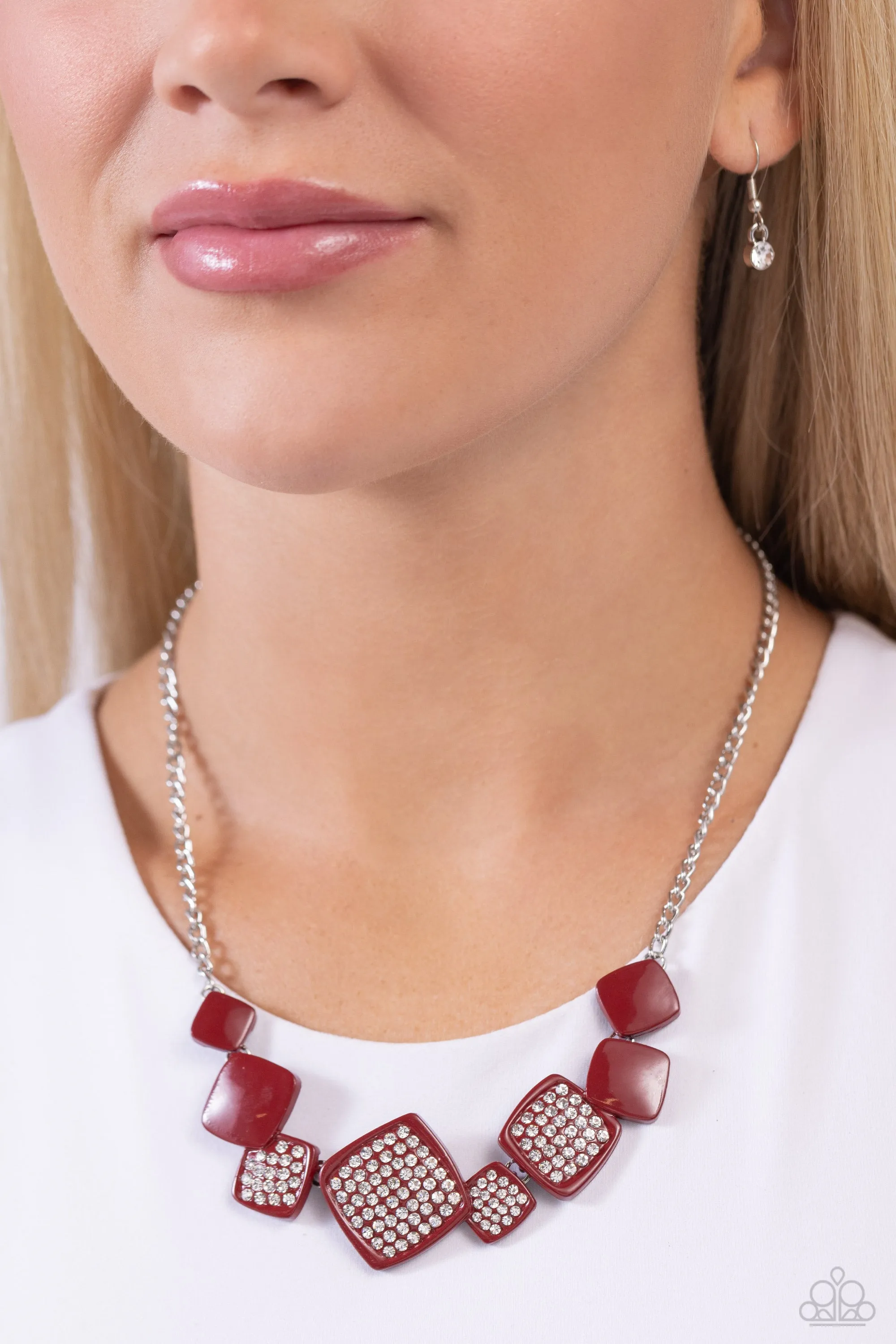 Paparazzi Twinkling Tables Red Necklace & Earring Set