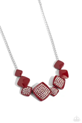 Paparazzi Twinkling Tables Red Necklace & Earring Set