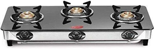 Pigeon by Stovekraft Blaze Glass 3 Burner Gas Stove, Black