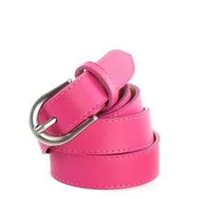 Pink Real Italian Leather Narrow Belt Pack of Two