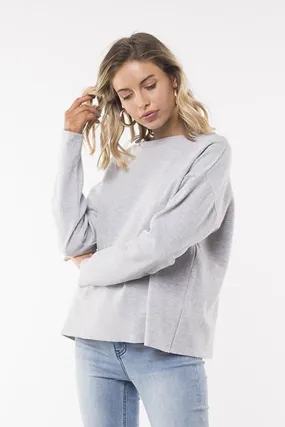 Rage LS Soft Raw Edge Grey Marle Crew