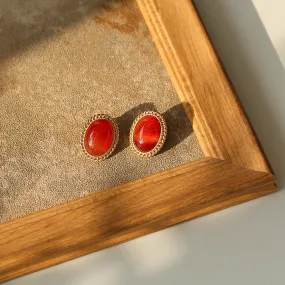 Red Onyx Ear Stud Earring