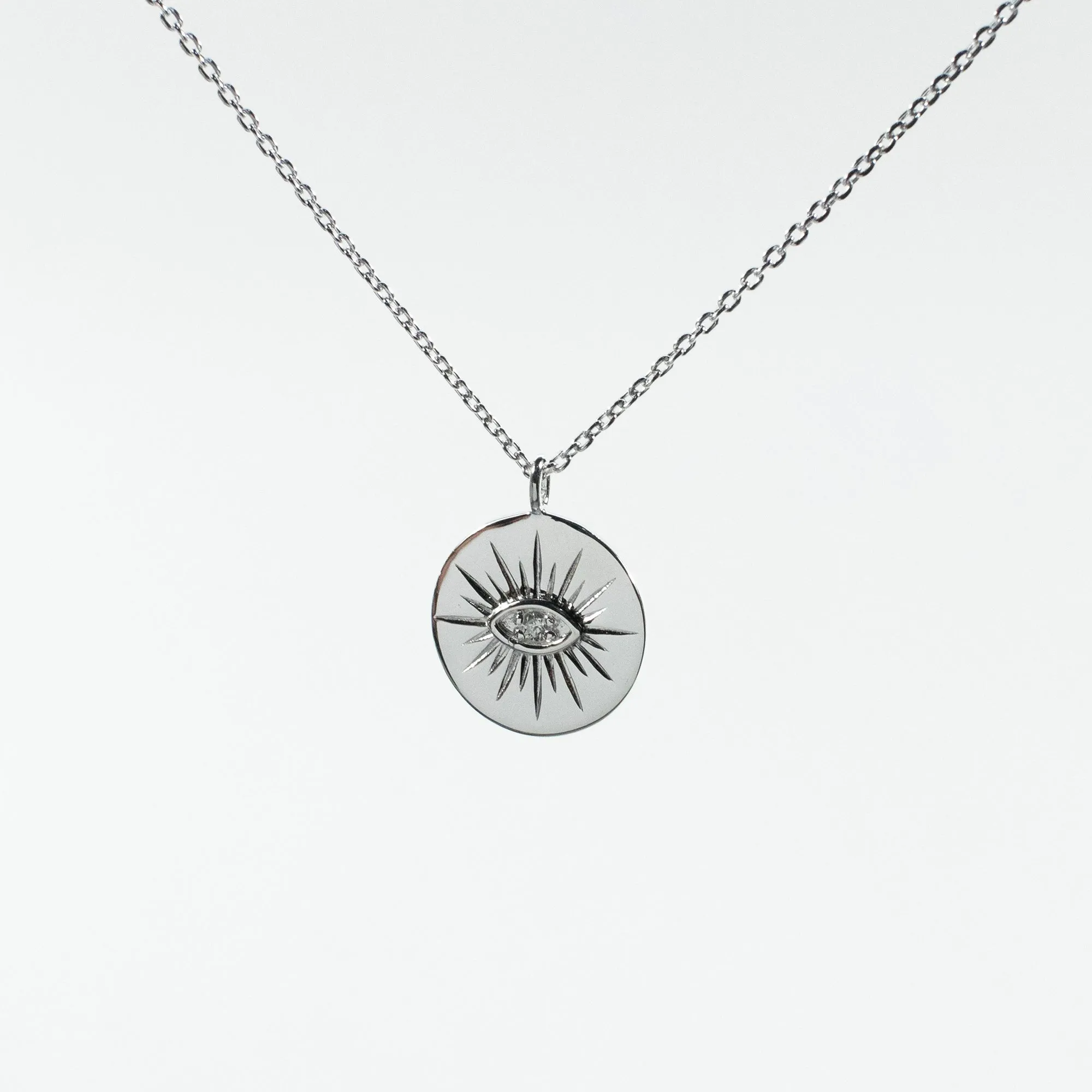 Round Silver Eye Necklace