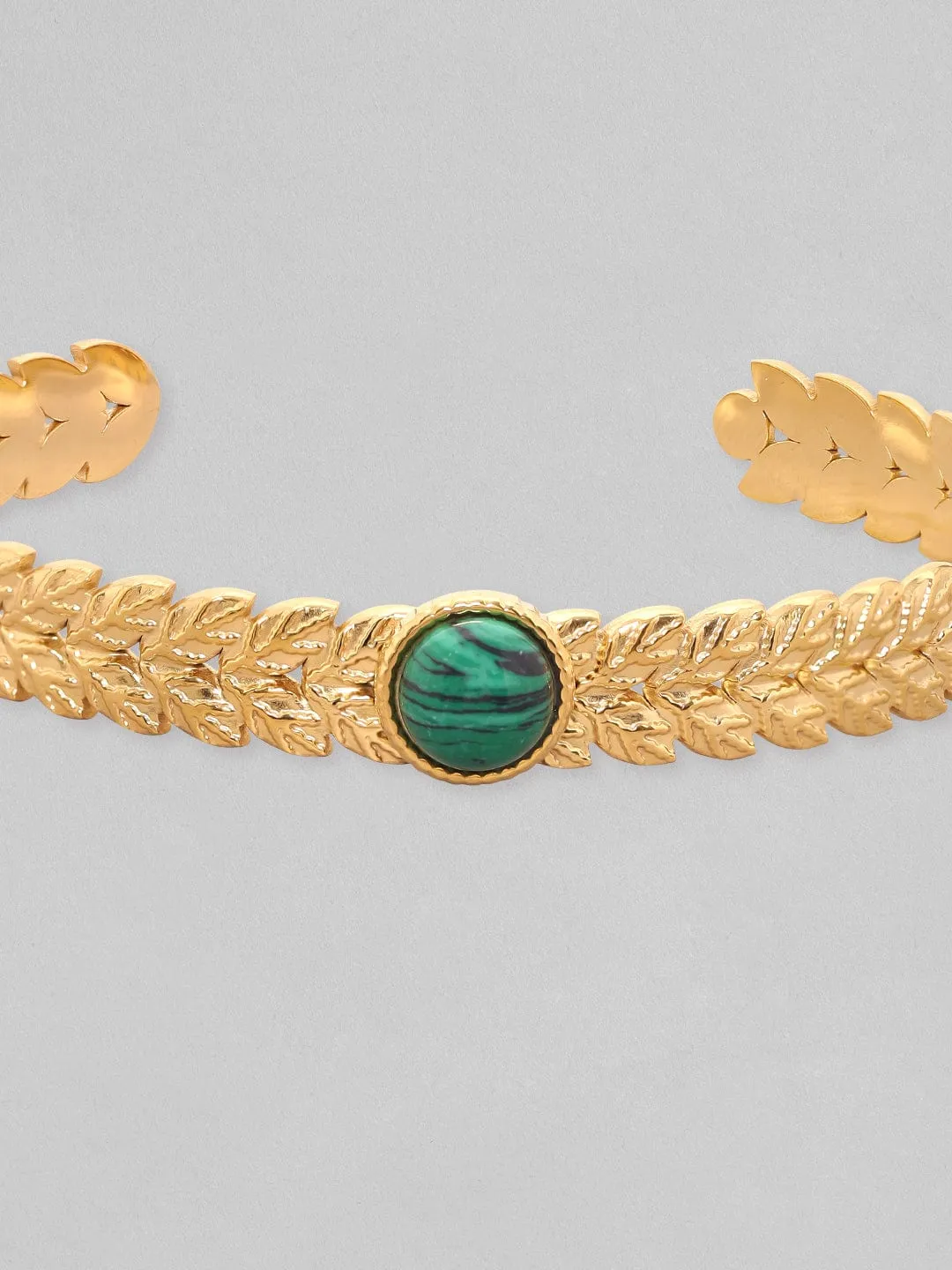 Rubans Voguish 18K Gold Plated Leaf Texture Waterproof Bracelet