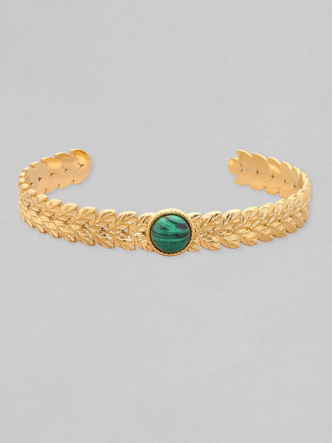 Rubans Voguish 18K Gold Plated Leaf Texture Waterproof Bracelet