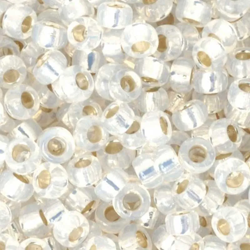 Seed Beads-6/0 Round-551 Gilt Lined White Opal-Miyuki-16 Grams