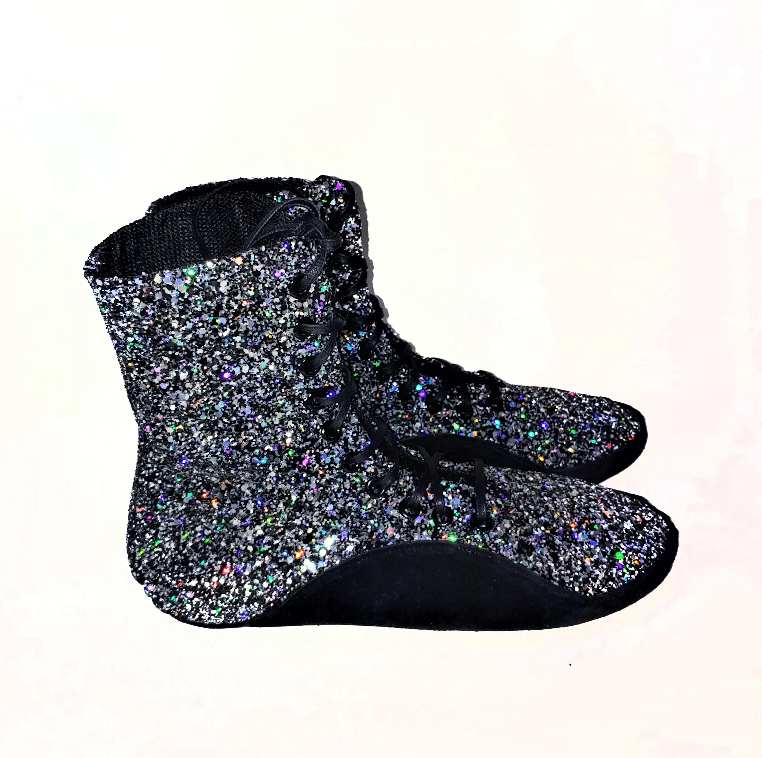 Silver & Black Glitter Tightrope Boots