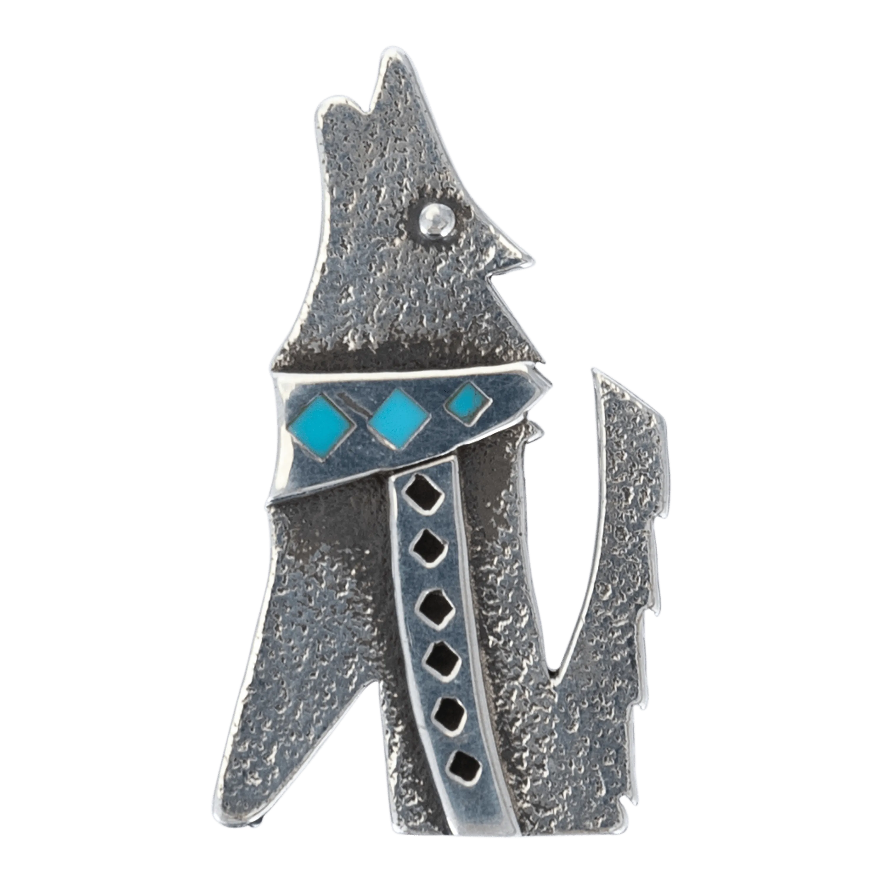 Silver Howling Wolf Pin