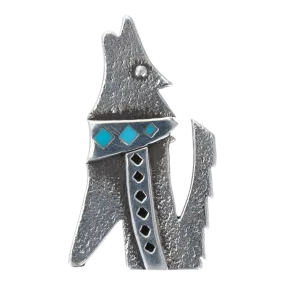 Silver Howling Wolf Pin