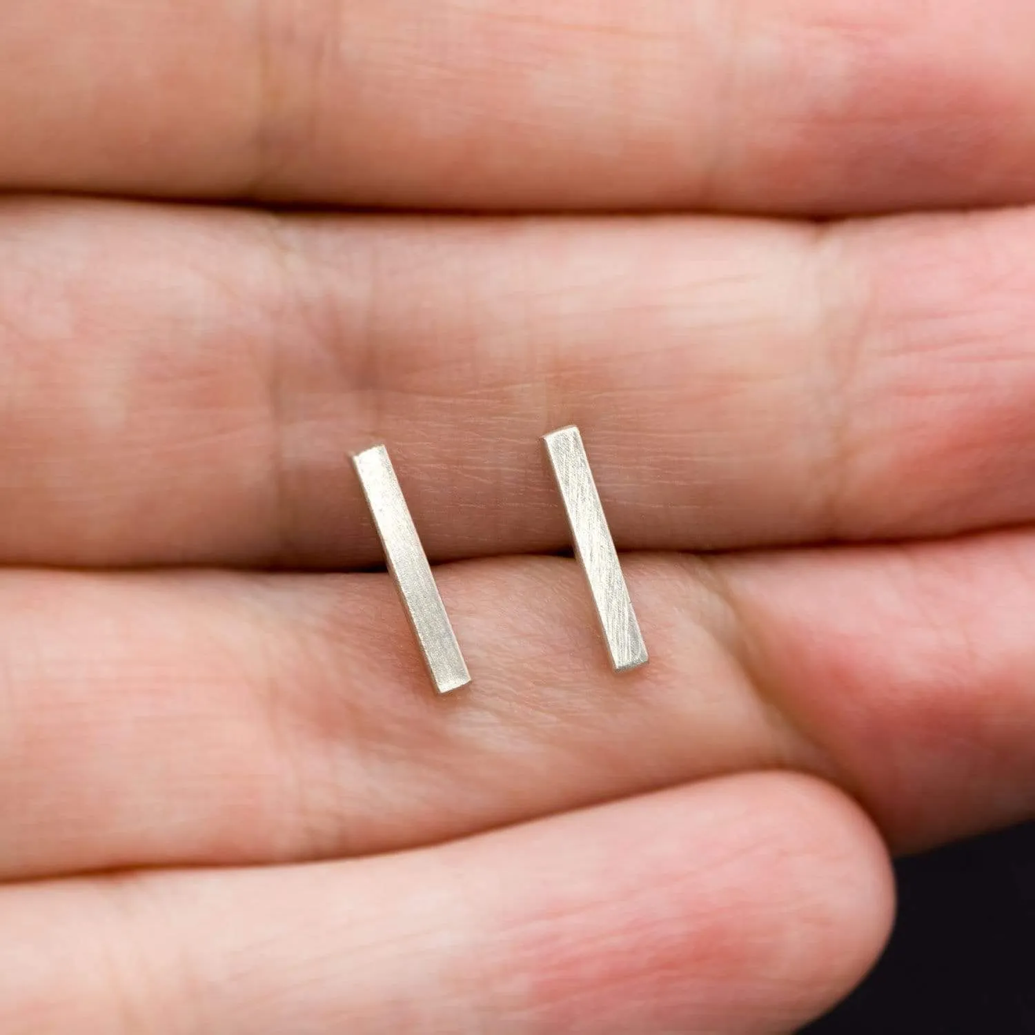 Simple Sterling Silver Bar Studs Earrings, Ready to Ship