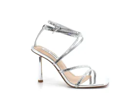 STEVE MADDEN Elegance Sandalo Tacco Gladiator Argento Silver ELEG02S1