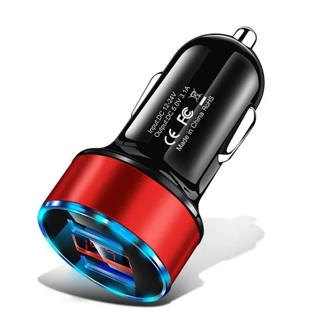 USB Car Charger Fast Charging Dual USB Adapter 3.1A